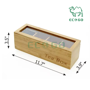 Caja de té de madera personalizada, organizador de bolsas de té transparentes de bambú, cajas de almacenamiento, tapa transparente o contenedor de especias - Product Image 5