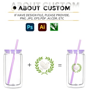Vaso de Plástico Transparente de Doble Pared de 16 oz con Logotipo Personalizado, Brillantina, Orificio Preperforado, Tapas de Bambú y Pajitas, Vasos Tipo Bola de Nieve para DIY - Product Image 3