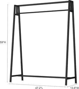 Giá treo quần áo để treo quần áo, giá treo quần áo nặng, Giá trưng bày kim loại hiện đại có thể được lắp đặt với bánh xe 47''l - Product Image 1