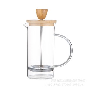 Cafetière à piston manuelle 350 ml/600 ml 800 ml/1000 ml avec couvercle en bambou et filtre en acier inoxydable 304, cafetière en <span class=keywords><strong>verre</strong></span> - Product Image 2