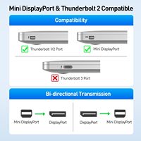Adaptador SYONG 8K Mini DisplayPort a DisplayPort 1.4, 8K60Hz 4K240Hz, Cobre Chapado en Oro, Thunderbolt 2 32.4Gbps, Mini DP a DP 1.4
