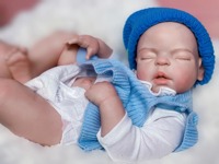 Poupée bébé réaliste en silicone de 22 pouces, corps entier, fille, nouveau-né endormi, pouvant ouvrir la bouche, jouet fait main