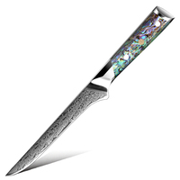 Professionnel 5.5 pouces japonais 67 couches en acier damas Chef de cuisine désossage couteau d'abattage avec poignée en coquille d'ormeau