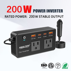 Shioumao 12V đến 110V AC chuyển đổi 200W xe điện biến tần với Loại C pd3.0 USBA QC3.0 4 cổng USB sạc xe hơi cho máy tính xách tay - Product Image 1