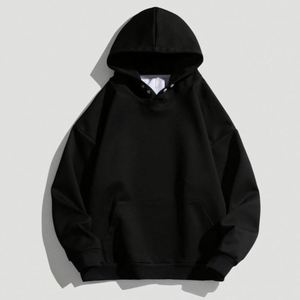 H5401 Wholesales Custom No String Button 400 GSM Polyester Hoodies <b>Drop</b> Shoulder Oversized Men's Hoodies - Product Image 4