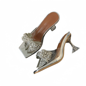 Nouvelles sandales à talon transparent en PVC avec nœud non orné de diamants, chaussures pour femmes 2024 - Product Image 5