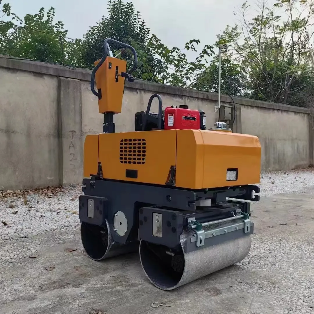 Ücretsiz kargo inşaat makineleri yol silindiri EPA benzinli motor 800kg hidrolik mini yol silindir sıkıştırıcı silindir