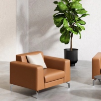 Vente flash - Canapé commercial moderne Baron - Revêtement en cuir ou en tissu - Ensemble 1/2/3 places pour bureau, réception, zone de négociation