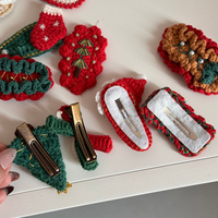 Barrettes de Noël fantaisie en gros DD – Pinces à cheveux au crochet rouges et vertes pour filles et enfants – Accessoires capillaires de Noël