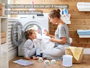 Sacs de lavage naturels et réutilisables 6 boules de laine séchante de 7cm de diamètre, une alternative écologique aux assouplissants - Product Image 6