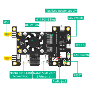 Carte adaptateur PCIE réseau LTE Raspberry Pi 3 Gram avec ventilateur LED à changement de couleur et base de montage Stock Base Hat pour Raspberry Pi 3 Gram - Product Image 3