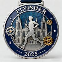 Médaille de Marathon en Alliage de Zinc au Design Géométrique Moderne Personnalisé, Commande en Gros, Souvenir de Course, Médaille de Course 5K 10K