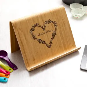 FSC BSCI New Style Cheap Natural Materials Wooden Holder Custom Logo Bent willow wooden Tablet Stand