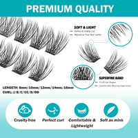 Kit de Pestañas en Racimo a Precio de Fábrica con Adhesivo y Sellador, Set de Pestañas en Racimo DIY, Segmentos de Pestañas Precortados de 0.05 y 0.07 mm