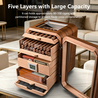 Humidor à cigares 110 places avec hygromètre numérique et contrôle de température et d'humidité, en bois de cèdre espagnol, armoire de rangement pour cigares