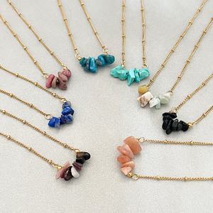 Colliers de perles <span class=keywords><strong>en</strong></span> or 18 carats <span class=keywords><strong>pour</strong></span> femmes à la mode <span class=keywords><strong>en</strong></span> forme de papillon <span class=keywords><strong>perle</strong></span> de diamant concassé naturel divers acier inoxydable - Product Image 1