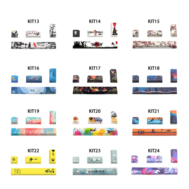 4Keycaps OEM Profile R4 1U ESC 6.25U Space 2.25U Enter Keycaps PBT 5 Sides Printing DIY Keycaps MX Switch Mechanical keyboard