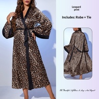 Peignoir de nuit confortable et léger en polyester respirant à col en V pour femme, style européen et américain, idéal pour l'automne