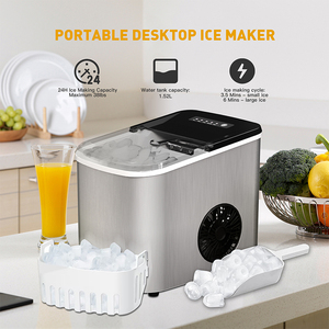Máquina Portátil para Hacer Hielo, 9 Cubos en 3.5 Minutos, 12 kg en 24 Horas, para Hogar, Cocina, Autocaravana, con Cesta y Cuchara - Product Image 2