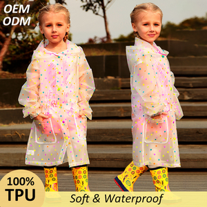 Custom Printed Cartoon Cute Waterproof <strong>Rain</strong> Jacket Children <strong>Kids</strong> Soft TPU Odorless Rainwear Hooded <strong>Rain</strong> <strong>Coats</strong> for Outdoor Travel - Product Image 1