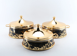 Ensemble de 3 casseroles isothermes 3,5/4,5/5,5 L avec calligraphie arabe, blanc et or, chauffe-plats thermique pour <span class=keywords><strong>le</strong></span> Moyen-Orient et <span class=keywords><strong>le</strong></span> Ramadan - Product Image 5