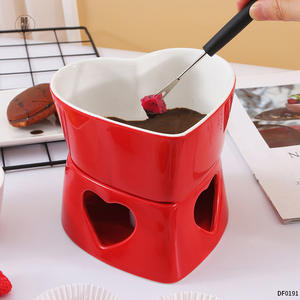 Juego de Fondue de Chocolate en Forma de Corazón de Cerámica Dongfang, Mediano, Reutilizable, Regalo para el Día de San Valentín, Rojo - Product Image 1