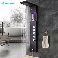 Système de panneau de douche en acier inoxydable à 5 fonctions avec cascade de pluie LED et valve en céramique pour douchette à usage hospitalier