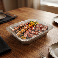 Conteneur rectangulaire en aluminium de haute qualité avec couvercle, jetable, résistant au four, qualité alimentaire, capacité de 3500 ml, pour utilisation au barbecue