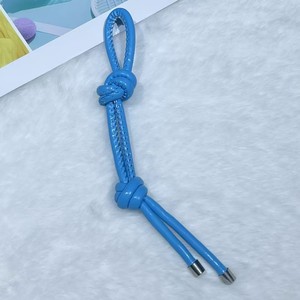 Colorful Artificial Leather <b>Bag</b> <b>Charm</b> Double Knot Pendant Keychain DIY Jewelry Accessory Durable Handmade Oval Shape - Product Image 3