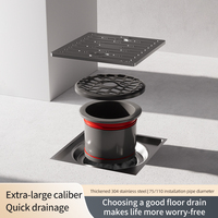 Siphon de sol carré moderne de 4 pouces avec grille anti-retour, facile à nettoyer, pour salle de bain, 10x10cm, en laiton, anti-colmatage et anti-odeur
