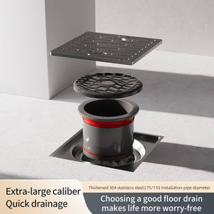 Modern 4 Inch Floor <b>Drain</b> Square Anti-Reverse Strainer Easy Clean <b>Bathroom</b> Washing 10x10cm Brass Anti-Clog Anti-Odor Floor - Product Image 2