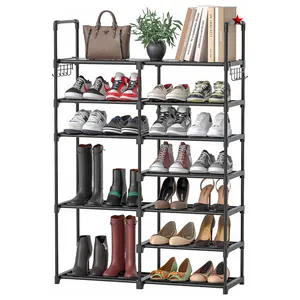 Rack de sapato de design de guarda-roupa, ferro forjado, dupla cor, móveis, quarto