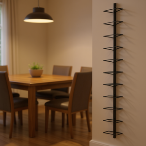 Portabottiglie da Parete in Metallo Nero, Capacità 10 Bottiglie, Design Moderno, Arredamento per la Casa - Product Image 2