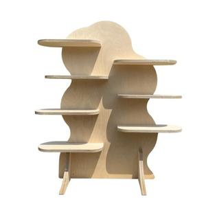 Espositore Asimmetrico Ondulato Pieghevole Personalizzato <span class=keywords><strong>per</strong></span> Mercato Contadino, Scaffale <span class=keywords><strong>in</strong></span> Legno, Ripiano <span class=keywords><strong>in</strong></span> <span class=keywords><strong>Vetro</strong></span> <span class=keywords><strong>per</strong></span> Negozio di Cosmetici, Soggiorno - Product Image 1