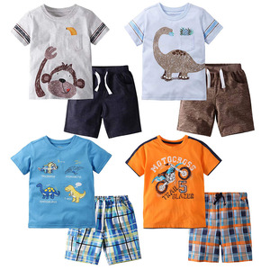 Ropa para Niños, Conjuntos de Verano para Niños Pequeños, Ropa de Manga Corta, Conjuntos Deportivos de Dinosaurios, Camiseta y Pantalones Cortos, Tallas 2-7 - Product Image 1