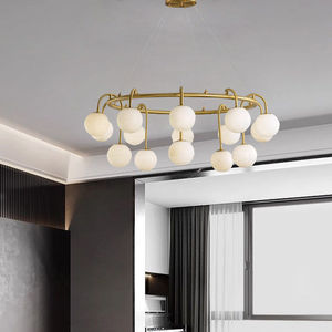 All Copper Round Chandelier 9 12 15 Head <b>LED</b> <b>Light</b> For Living Room Bedroom Study Villa Modern Design - Product Image 3