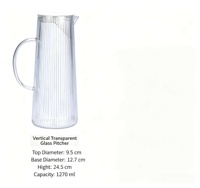 Pot à eau en verre 1,5 L avec poignée et couvercle en verre - Bouilloire en verre borosilicate haute résistance à la chaleur pour le café, le thé, la maison et la cuisine