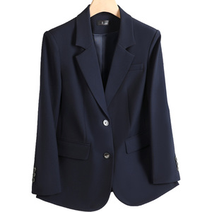 Women's Dark Blue Suit Set Full Sleeve Worsted Anti-Wrinkle Office Lady Commuting To Work - Product Image 5
