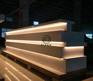 Luces LED RGB de tamaño pequeño, Mostrador de <span class=keywords><strong>cajero</strong></span> blanco elegante, mesa de escritorio frontal para oficina, clínica, tienda minorista, salón de belleza, Spa - Product Image 3
