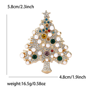 Broche Creativo Retro con Diamantes en Forma de Árbol de Navidad, Regalo para Mujer, Joyería de Aleación Chapada en Oro para Fiestas, Bodas y Compromisos - Product Image 1