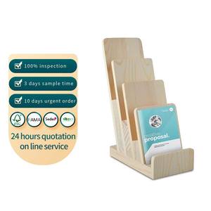 Présentoir de brochures en bois à 4 niveaux Porte-prospectus de 4 pouces Porte-documents Porte-cartes postales Présentoir - Product Image 2