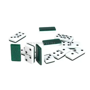 In Stock Two-tone Green Acrylic Dominos Board Game Block 28 Pcs Lucite Double Six Dominoes Set