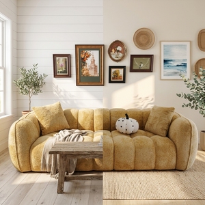 Divano Sezionale in Tessuto Stile Crema <span class=keywords><strong>Moderno</strong></span> e Semplice Pumpkin, Design Vintage Francese con Imbottitura in Spugna per <span class=keywords><strong>Soggiorno</strong></span> - Product Image 1