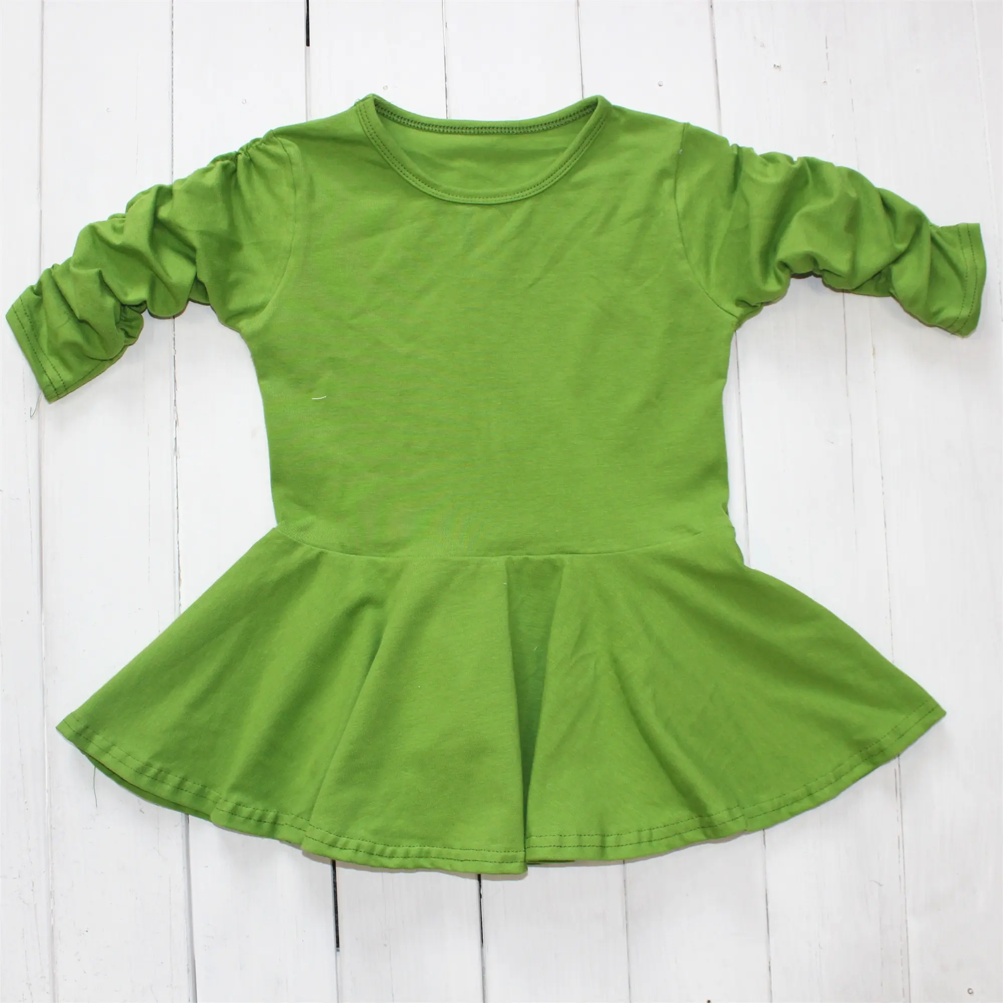 Long sleeve popular dark green kids children clothes support custom manufacturer casual girls wear baby tops trendy