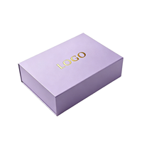 Boîte pliante de luxe personnalisée rose et violette avec logo en feuille d'or, écologique, recyclable, en papier rigide, pour cosmétiques, avec doublure en éponge