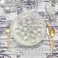 Mini cubes de glace carrés en résine 3D transparente 18mm 24mm pour la décoration de la maison et les mariages