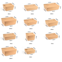 Boîte à lunch jetable en papier kraft écologique avec motif gaufré baïonnette pour l'emballage de restaurants - pour frites, pizza, desserts, repas