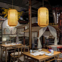 Lumières décoratives en bambou faites à la main cuisine extérieure osier tissé abat-jour rotin lanternes suspension