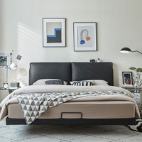 Großhandel Günstiges Trendiges Design Kingsize Modernes Verstellbares Leder-Stoffbett Massivholzrahmen Anpassbare Größe Doppelbetten