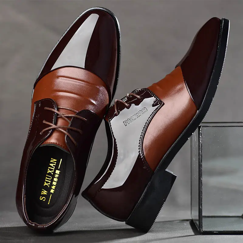 รองเท้าหนังแฟชั่นแบบผูกเชือกด้านบนสำหรับผู้ชาย,รองเท้าสำหรับใส่ออกงานรองเท้าสำหรับนักธุรกิจ